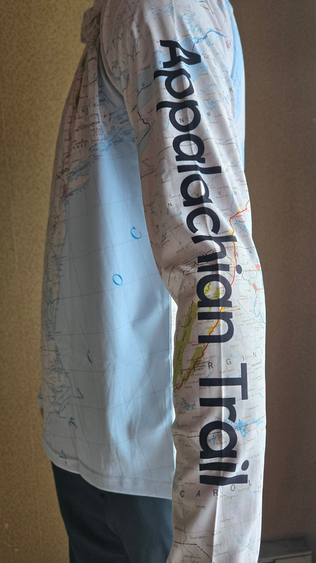 Appalachian Trail Map Sun Hoodie - Pale Earth Color