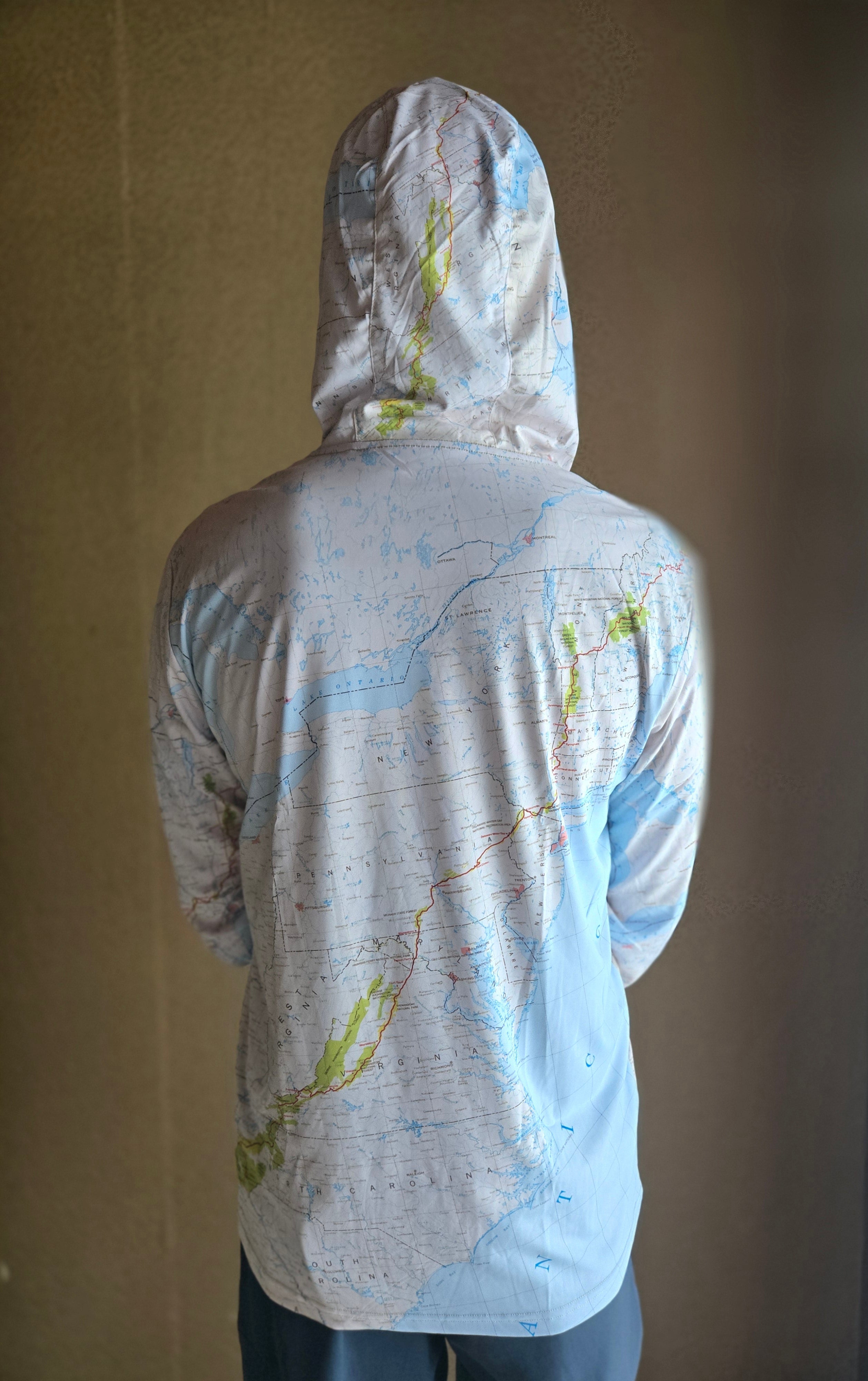 Appalachian Trail Map Sun Hoodie - Pale Earth Color