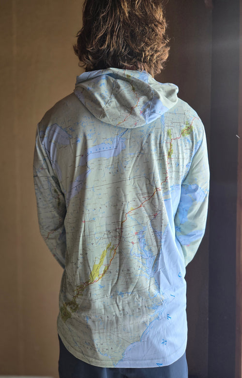 Appalachian Trail Sun Hoodie - Topo Map Green with Right Chest Logo