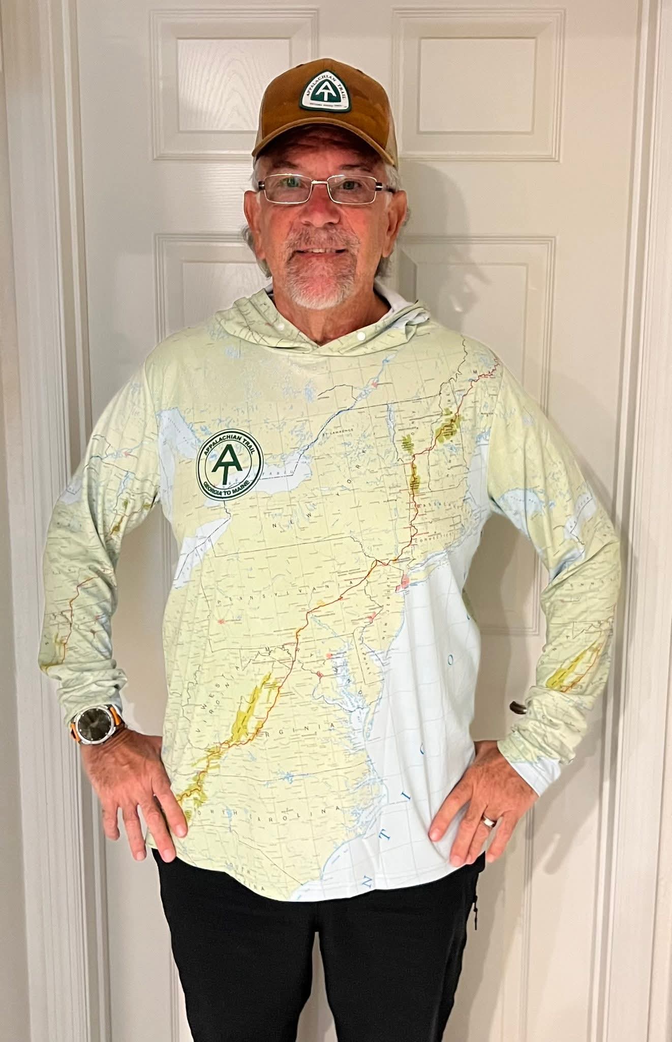 Appalachian Trail Sun Hoodie - Topo Map Green with Right Chest Logo